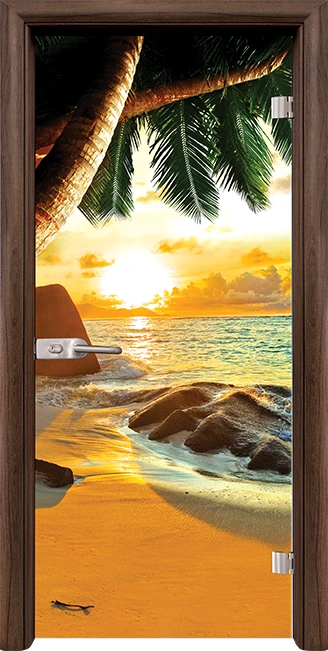 Стъклена интериорна врата модел Print G 13-14 с каса Орех