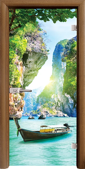 Стъклена интериорна врата модел Print G 13-15 с каса Златен дъб