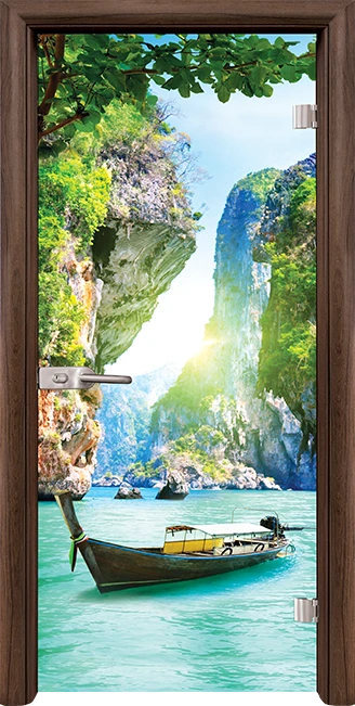 Стъклена интериорна врата модел Print G 13-15 с каса Орех