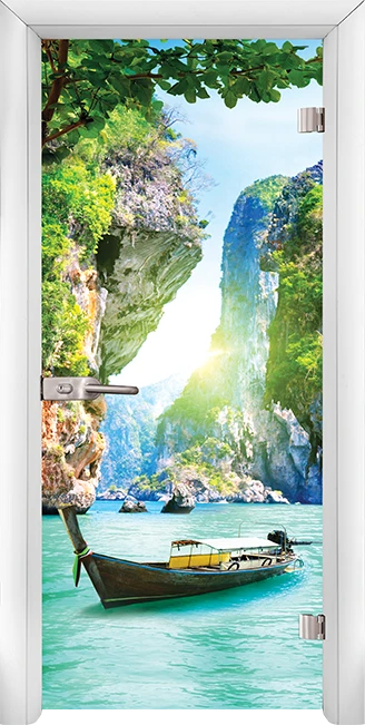 Стъклена интериорна врата модел Print G 13-15 с каса Бяла