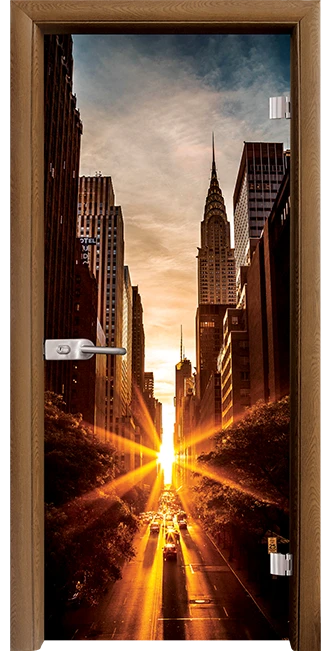Стъклена интериорна врата модел Print G 13-18 с каса Златен дъб