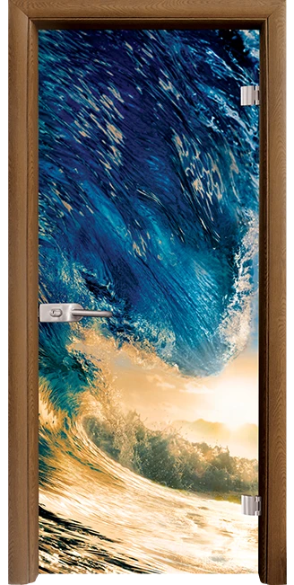 Стъклена интериорна врата модел Print G 13-19 с каса Златен дъб