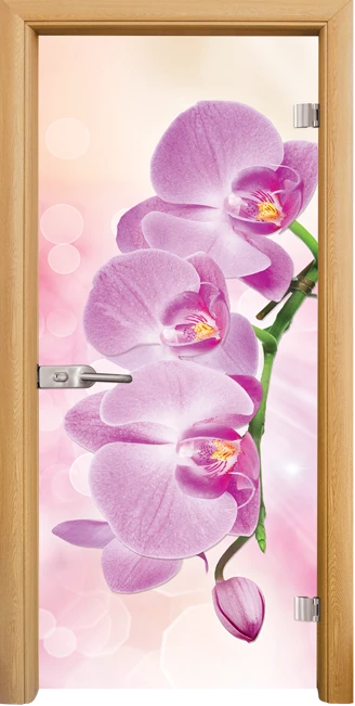 Стъклена интериорна врата модел Print G 13-3 Pink с каса Светъл дъб
